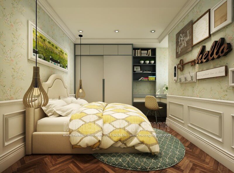 Giường ngủ chung cư gỗ tự nhiên