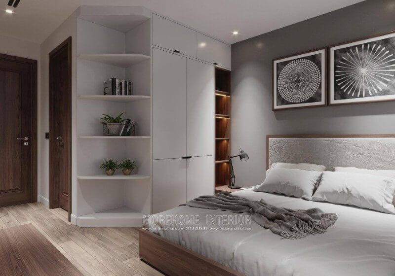 Bố trí nội thất đồ gỗ tại phòng ngủ hiện đại, sang trọng nhưng không kém phàn tiện nghi