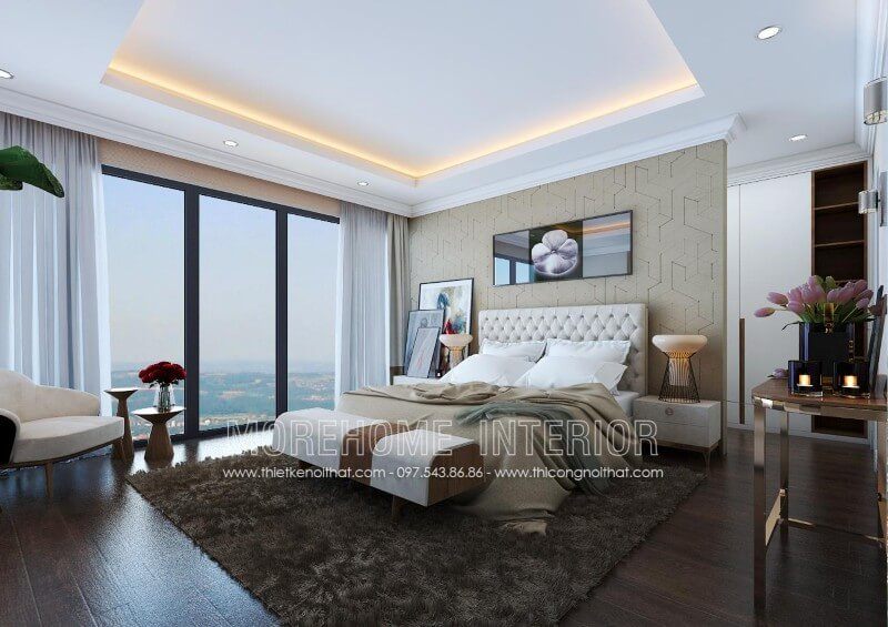 Giường ngủ hiện đại được thiết kế ấn tượng kết hợp tone màu sắc nhẹ nhàng mang lại không gian sang trọng và đẳng cấp hơn cả
