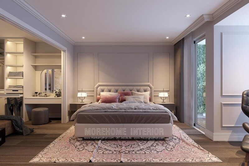 Giường ngủ chung cư cao cấp được thiết kế cách điệu, tô điểm cho căn phòng thêm sang trọng, tiện nghi hơn