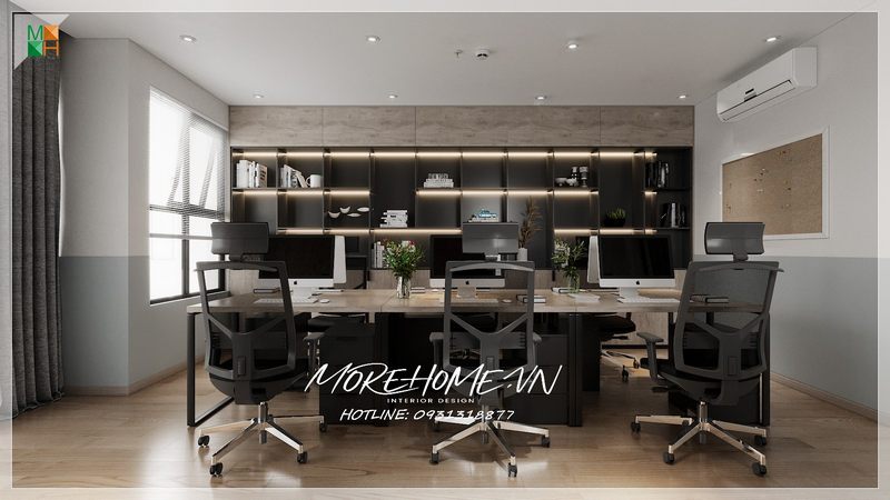 6 Kệ tủ gỗ công nghiệp văn phòng hiện đại, âm tường đẹp | MOREHOME