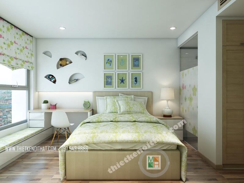 Mẫu thiết kế nội thất phòng ngủ cho bé ấn tượng kết hợp đồ nội thất nhỏ gọn tạo nên căn phòng ngủ mơ ước